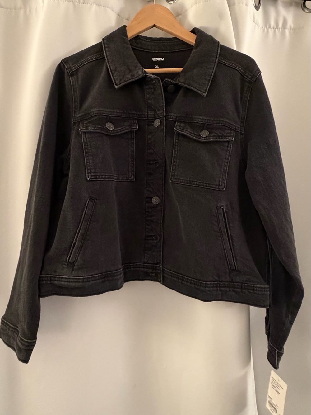 Sonoma Black Denim Jacket with Button Front